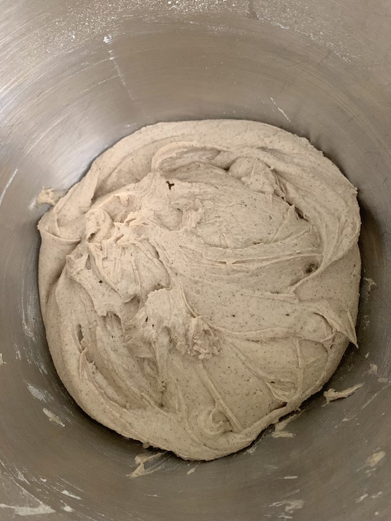 Gluten free bread dough after first rise