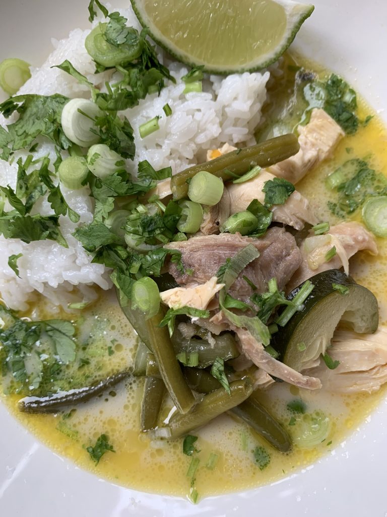 close up of thai coconut chicken