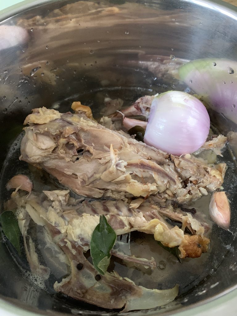 Ingredients for chicken broth in the instant pot