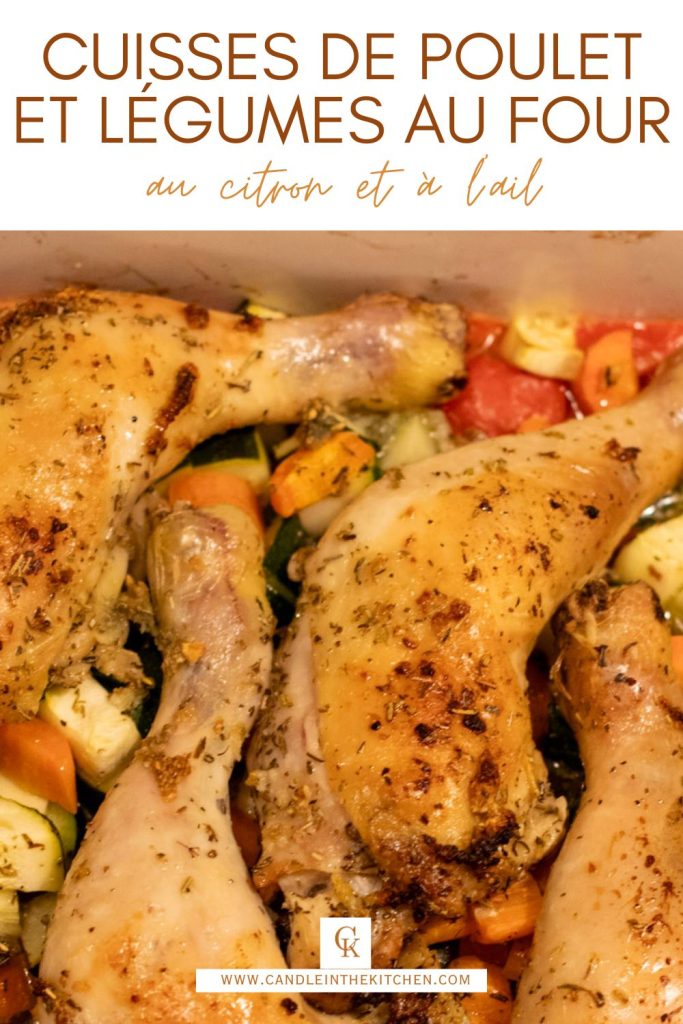 Roastec Chicken with Veggies pinterest graphic in french