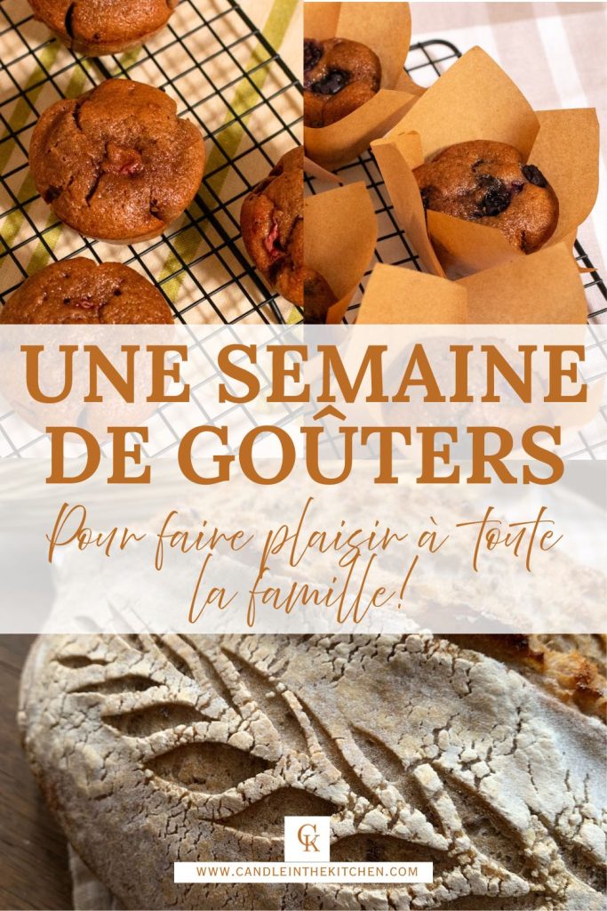 Baking for the week healthy homemade treats pinterest graphic in french