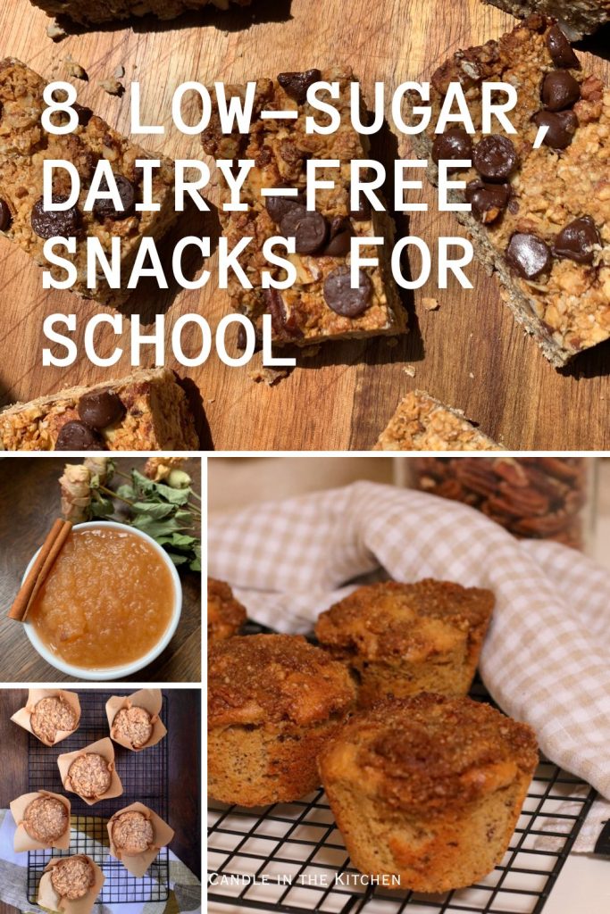 back to school snack recipes pinterest graphic in english
