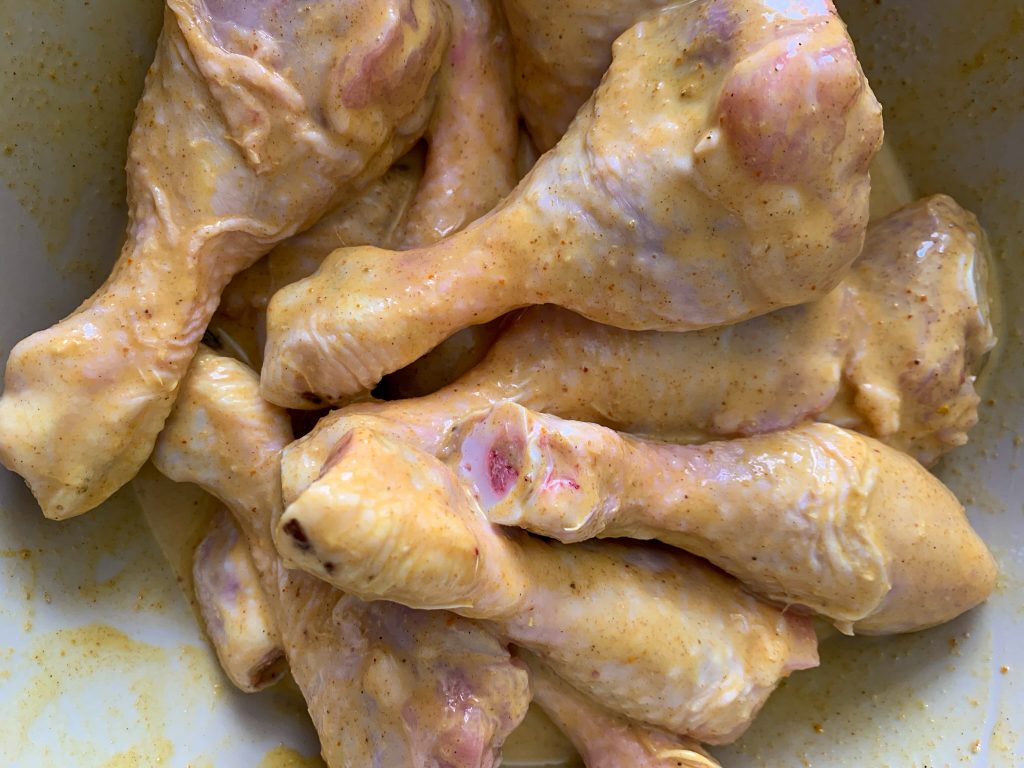 chicken drumsticks in Dairy Free Simple Curry Marinade
