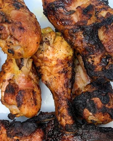 chicken drumsticks in dairy free marinade for chicken, grilled